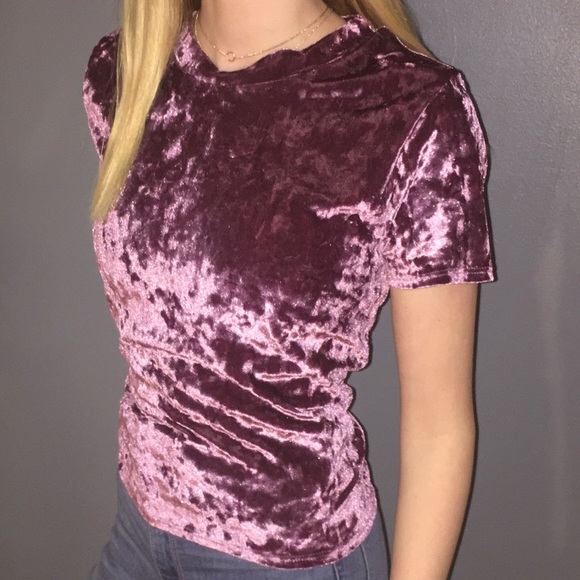 Maroon Purple Crushed Velvet Tshirt 